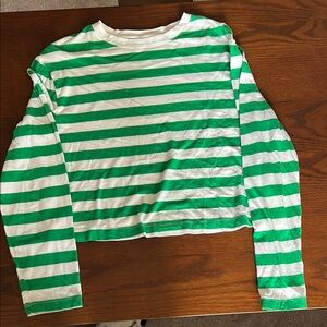 A New Day Green and White Striped Kids Shirt